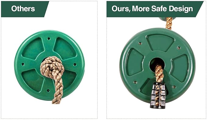 REDCAMP Climbing Rope Swings for Trees, Heavy Duty Plastic Disc Swing Seat for Kids and Adults with Hanging Strap and Snap Hooks, Green