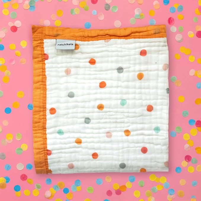Organic Cotton Muslin Baby Blanket for Boys and Girls - Luxurious Soft Toddler Quilt for Swaddling - Gender Neutral Blanket - Baby and Toddler Gift - Bright Dot