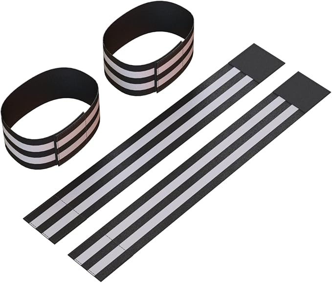 Reflective Ankle Bands (4 Bands/2 Pairs) | High Visibility and Safety for Jogging/Cycling/Walking etc | Works as Wristbands, Armband, Leg Straps | Accessories for Sports/Running Gear