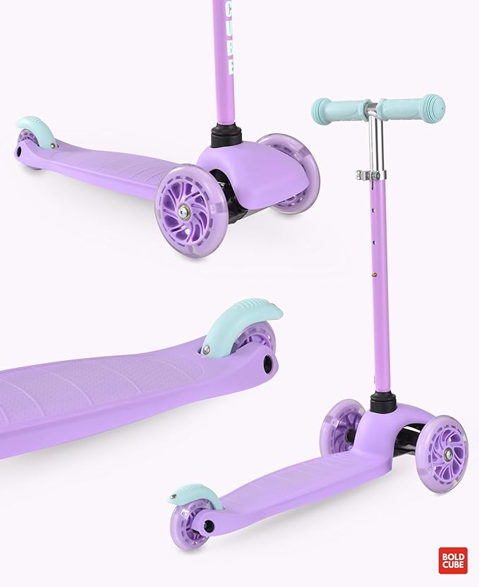 Teeny | 3 Wheel Mint Scooter for Kids & Toddlers Ages 3-6 Years | Flashing Wheels | Height Adjustable 53 to 70 cm | My First Scooter