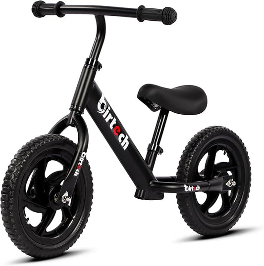 Birtech Balance Bike for 2,3,4,5 Year Old Kids, 12 Inch Toddler Balance Bike Kids Indoor Outdoor Toys, No Pedal Training Bicycle with Adjustable Seat Height, Airless Tire, Black