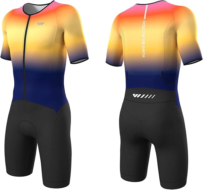 Logas Men‘s Triathlon Suit Trisuit Race Skinsuit Cycling Speed Suit Swimskin Bike Swim Run