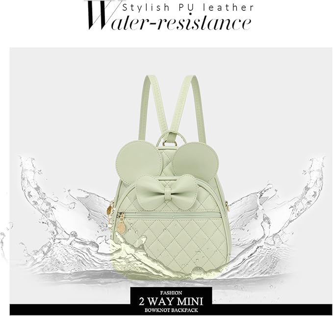 KL928 Girls Mini Backpack Bowknot Polka Dot Cute Small Daypacks Convertible Shoulder Bag Purse for Women