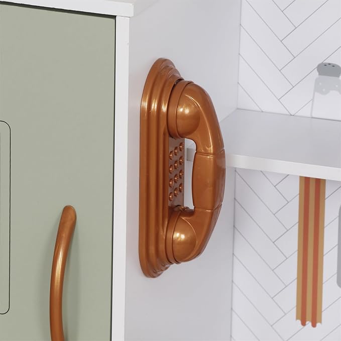 Wooden Play Kitchen Toy Set with Light, Kids Children Pretend Toy Kitchen Playset, Sink Play Toy Oven with Microwave,Toddler Cooking Set Toy for Ages 3+ Baby Girls Boys (Green)