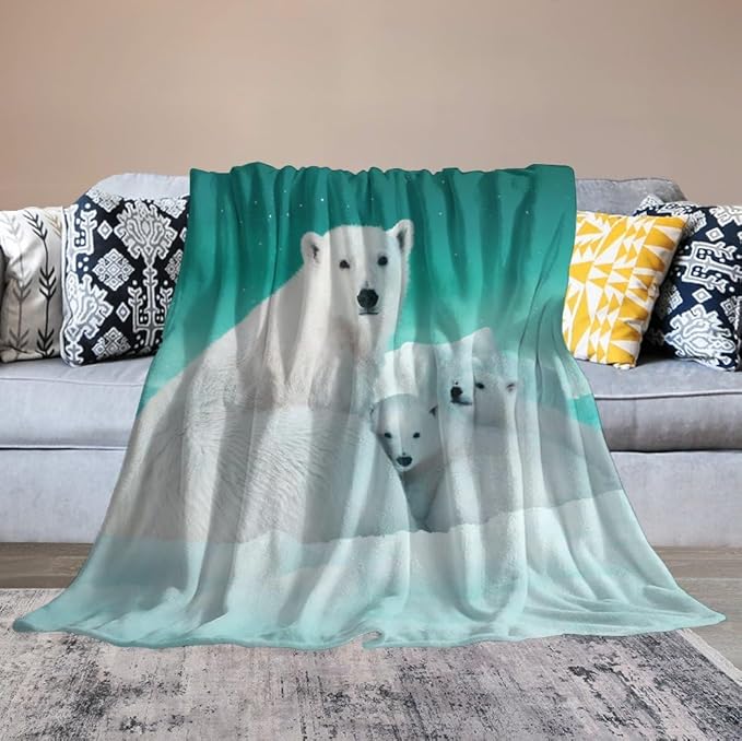 Polar Bear Blanket Polar Bear Gifts for Girls Women Polar Bear Throw Blanket for Kids Adults Soft Warm Cozy Fleece Blanket for Couch Sofa Bed 50"x60"