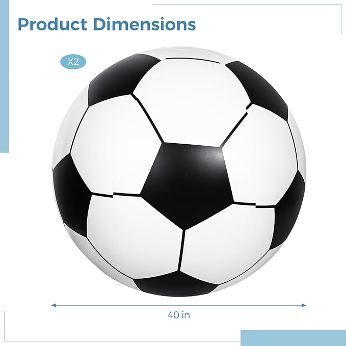 2 PCS Giant Inflatable Soccer Balls, 40 in Jumbo Beach PVC Ball, Oversized Fun for Party, Kindergarten Sports