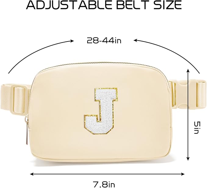 Gitus Birthday Gifts for 8 9 10 11 12 13 Year Old Girls Personalized Fanny Pack Crossbody Bags with Initial Letter Patch Belt Bag for Teen Girls Cute Trendy Stuff Travel Essentials (Beige-J)