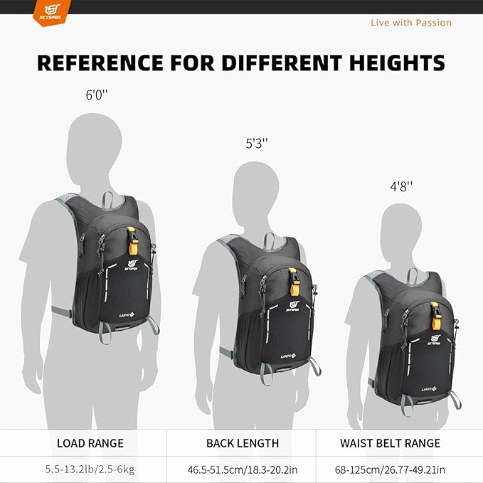 SKYSPER Small Hiking Backpack - 15L Travel Daypack Lightweight Bag Water Resistant Hiking Backpacks for Women Men