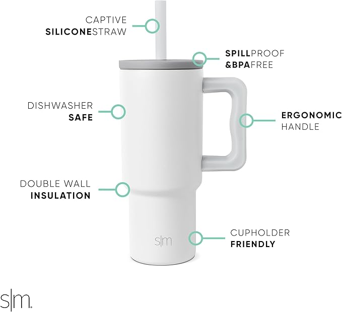 Simple Modern Kids 24 oz Tumbler with Handle and Silicone Straw Lid | Spill Proof and Leak Resistant | Reusable Stainless Steel Bottle | Gift for Kids Boys Girls | Trek Collection | Cool Gray Mix