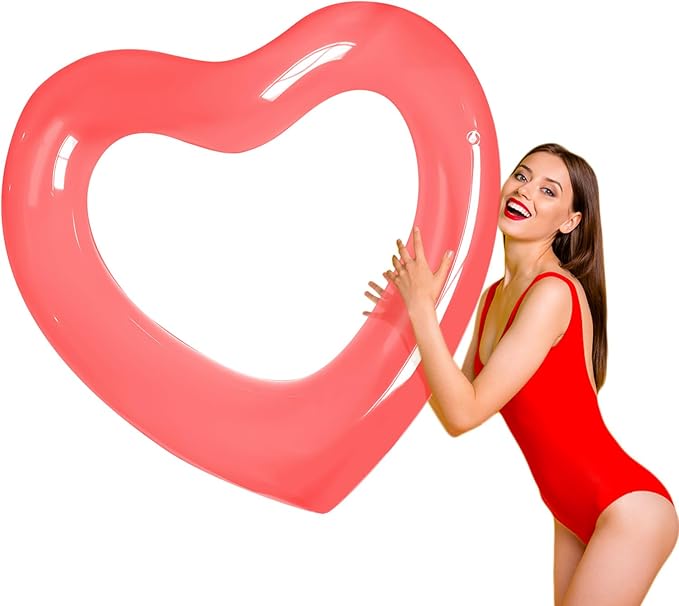 ZHUYNXIR Heart Swimming Pool Float Loungers Tube, Water Fun Beach Party Toys for Kids，Birthday Scene Layout Props.