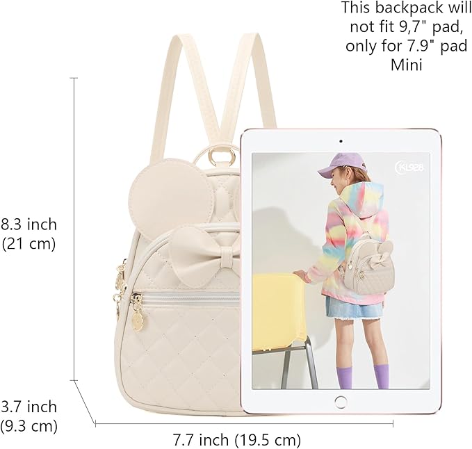 KL928 Girls Mini Backpack Bowknot Polka Dot Cute Small Daypacks Convertible Shoulder Bag Purse for Women
