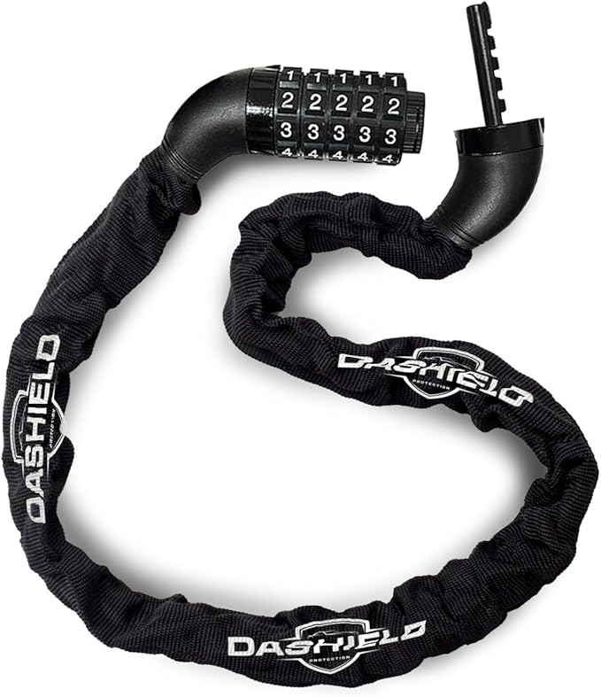 Bike Chain Lock Security 5 Digit Resettable Combination, 51.2 inches Heavy Duty Anti Theft Lock Chain for Bicycle, Motocycle, Scooter, Gate, Fence (Black, 4.2ft)