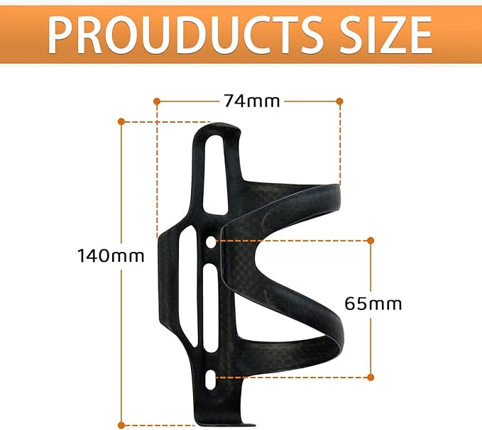 BRKURLEG Bike Water Bottle Holder Ultra-Light Carbon Fiber Bicycle Drink Bottle Cages with Screws Tool, for Road Bike MTB Cycling Black Matte