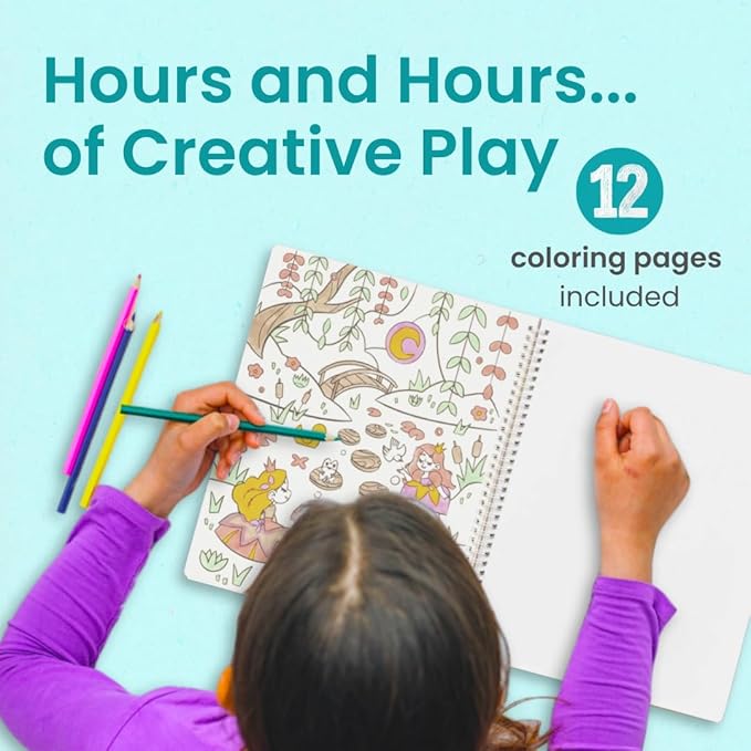 Princess Sticker Book Activity for Kids, World of Princesses by Cupkin, Toddler Airplane Travel Essentials, 500+ Stickers for Kids 12 Scenes + Coloring Book Pages, Girly Kid Gift, Crafts Ages 2-8