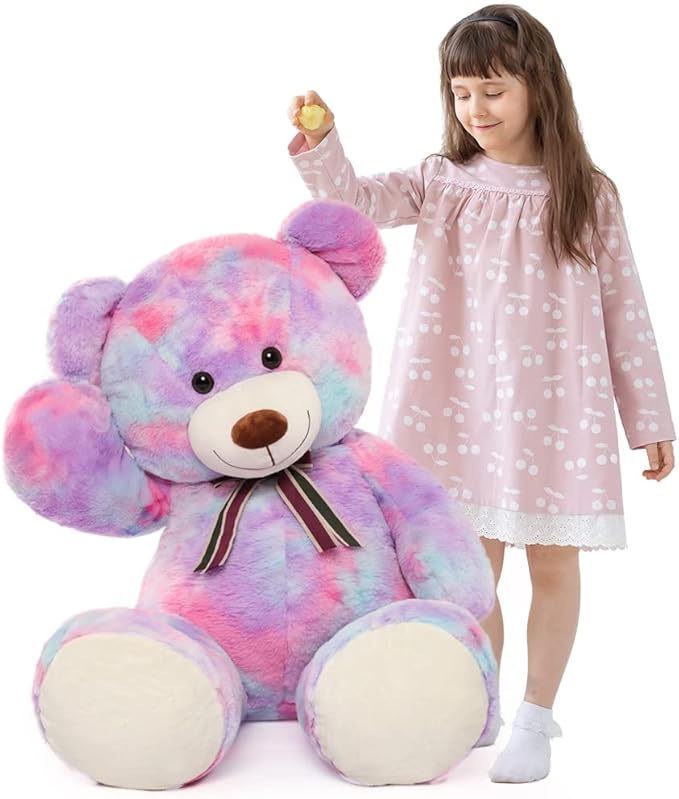 Tezituor 40in Giant Teddy Bear,Big Stuffed Animal Plush Toys,Rainbow Purple Soft Bear Plushie Gifts for Adult & Kids Boys Girls Baby Shower Party,Valentine, Christmas, Birthday