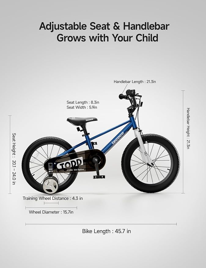 lecoco Kids Bike for Boys Girls, 14 16 18 Inch Children's Bicycle with Training Wheels Pedal Brakes Handbrake & Kickstand Training Bike for Kids and Toddler Multiple Color