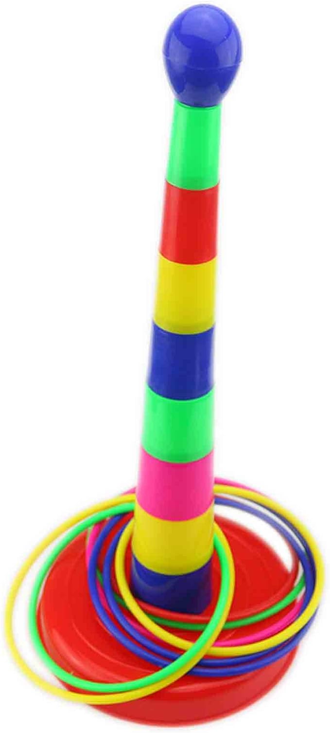 Ogrmar 18" Colorful Plastic Sport Ring Toss Game Set for Kids