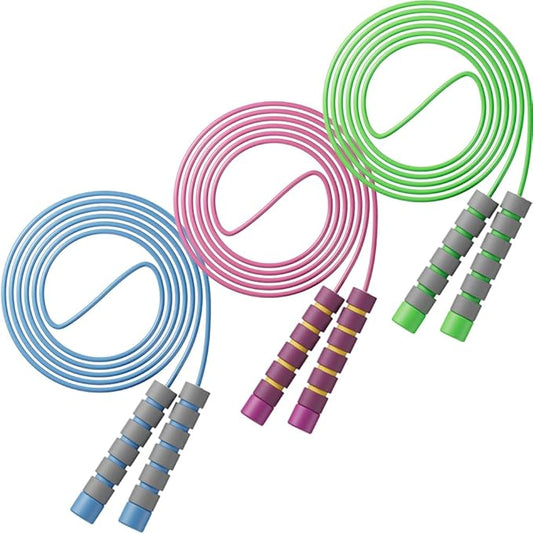 Adjustable Jump Ropes for Kids - Colorful Skipping Ropes with Soft Foam Handles - Ideal for Outdoor & Indoor Play, Fun Games Activity, Fitness, Exercise and Party Favors