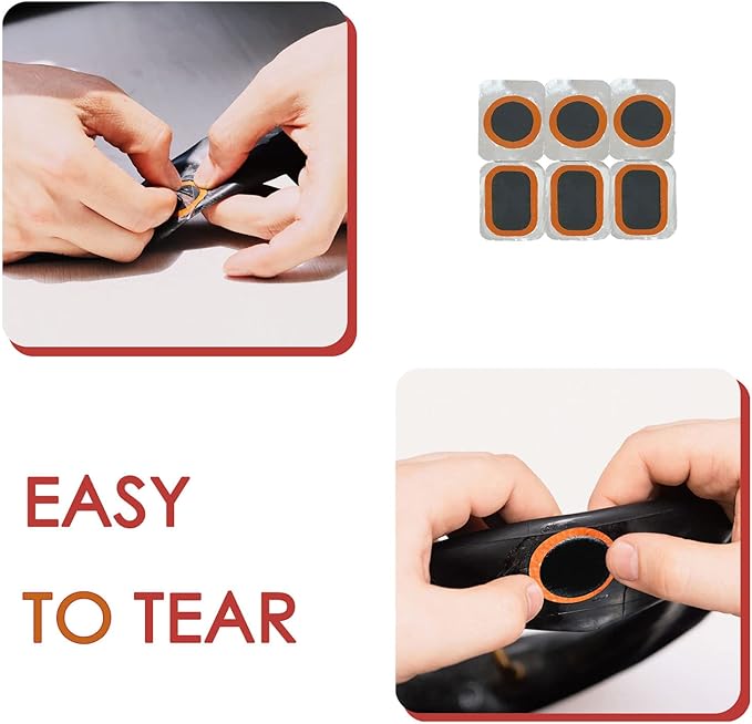 PAX 36Pcs Bike Tire Flat Repair Tool Kit Bag, Including Tube Patches, Tire Strip Plugs, Glueless Repair Kit, Nylon Tire Lever, Handle Tool, Valve Cap, and Metal Buffer, for Road, Mountain Bicycle