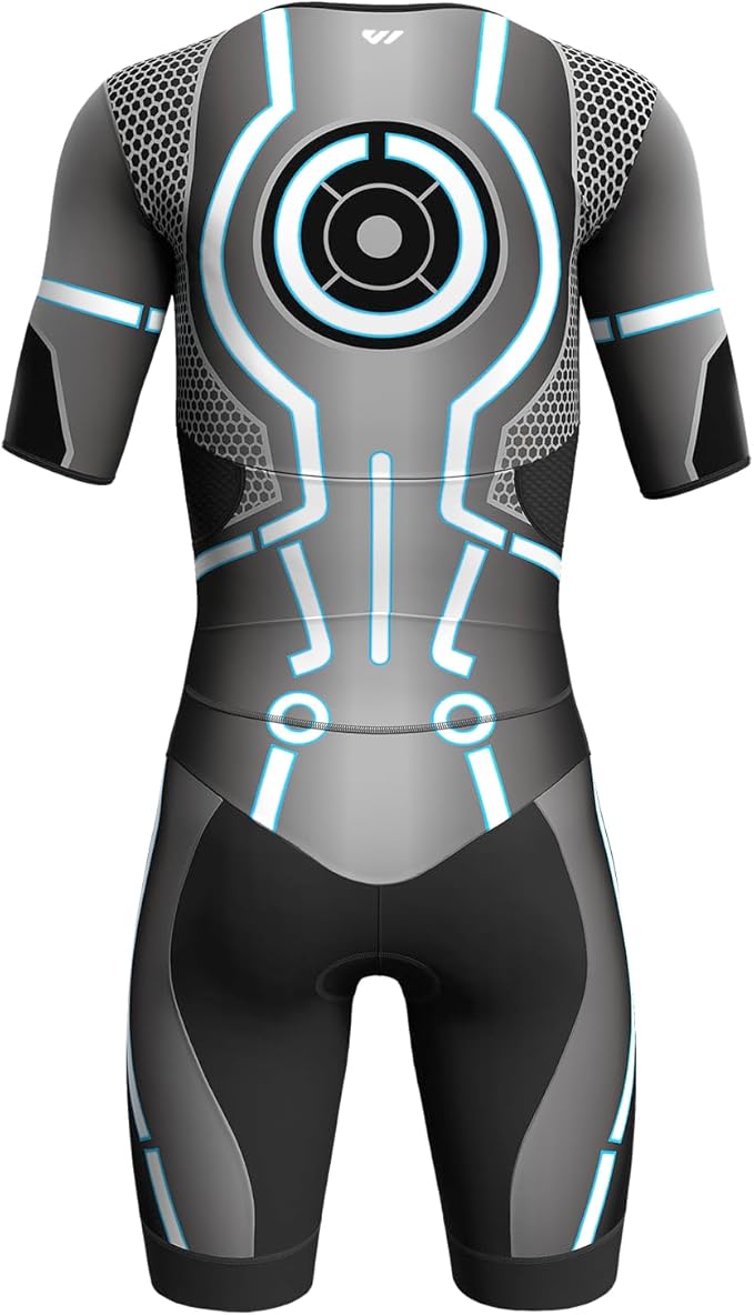 Logas Men‘s Triathlon Suit Trisuit Race Skinsuit Cycling Speed Suit Swimskin Bike Swim Run