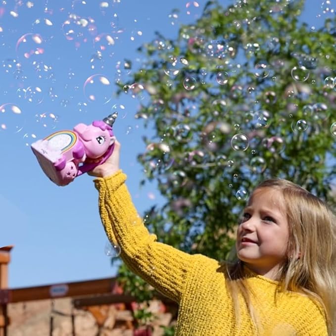 Move2Play, Unicorn Bubble Blower | Basket Stuffer | Bubble Machine | Toy for Toddlers, Boys and Girls | Indoor & Outdoor | Birthday Party | Summer Fun | Gift for Girl 1, 2, 3, 4+ Years Old