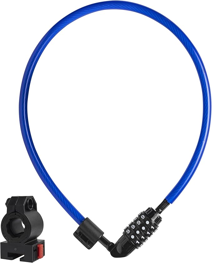Security Cable Lock Set, Resettable Combination Lock, Mounting Bracket, Portable and Compact for Bikes, Scooters and More, 4ft
