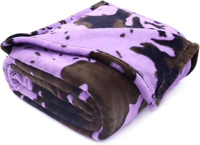 Purple Blanket Throw for Couch - Cute Soft Small Blankets for Kids, Lightweight Nursery Stroller Fleece Bedding - Lavender Gifts for Girls Boys 40"x50"