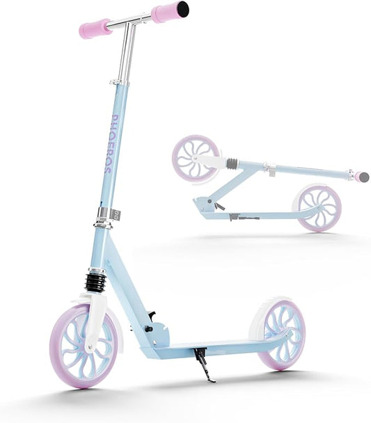 PHOEROS Kick Scooter for Kids Ages 6-12,Teens & Adults, Youth. Lightweight Aluminum Kick Scooter for Teens Adults Boys Girls with 8 inch Big Wheels, Foldable, 3 Height Adjustable, Shock Absorption.