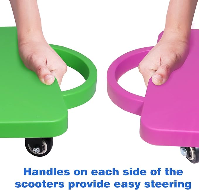 GSE Games & Sports Expert Gym Floor Scooter Board with Handles, Sitting Scooter for Kids Indoor Play Equipment, Fun Scoot Board with Non-Marring Plastic Casters for Children