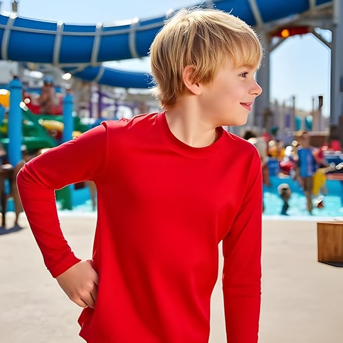 INGEAR Boys' Rash Guard UPF 50+ Swim Shirt - Lightweight, Quick-Dry, Durable Sun Protection for Swimming, Sizes XS-XL