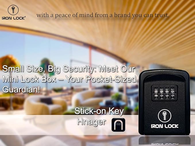 Iron Lock® Wall Mount Key Lock Box with 4-Digit Combination, Resettable Code, A B Switch, and 5-Key Capacity - Indoor/Outdoor Waterproof Lockbox for House Keys and Spare Keys (Small, Black)