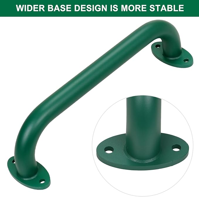 SELEWARE 6-Pack 12-Inch Green Metal Playground Safety Handles – Heavy-Duty, Non-Slip Grab Bars for Indoor/Outdoor Kids’ Playsets, Swing Sets, Playhouses, Treehouses, Jungle Gyms & Climbing Frames