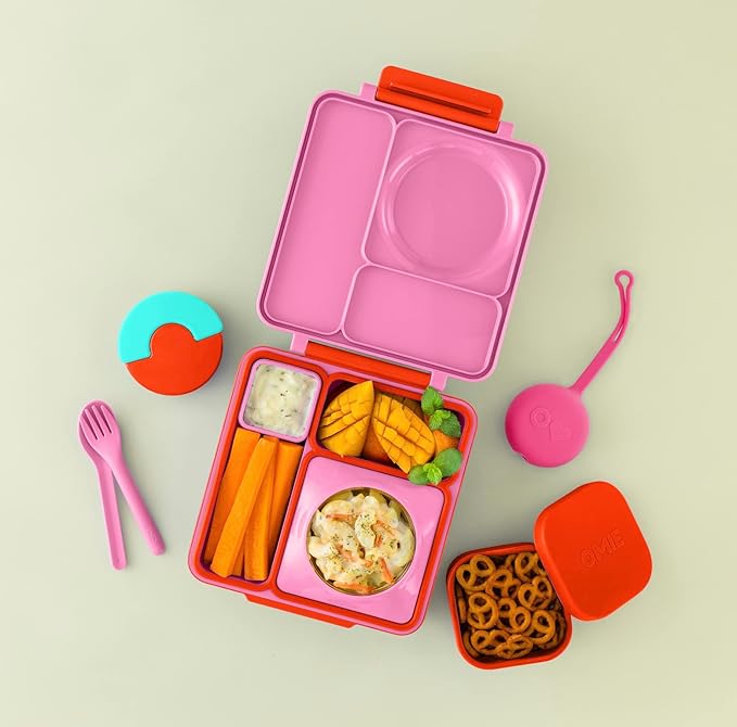OmieBox Silicone Leakproof Snack Containers To Go, Food Storage Containers with Lid, School Lunch Bento Container - BPA Free, Airtight, Dishwasher and Freezer Safe, Oven Safe - 9.4 ounces (Orange)