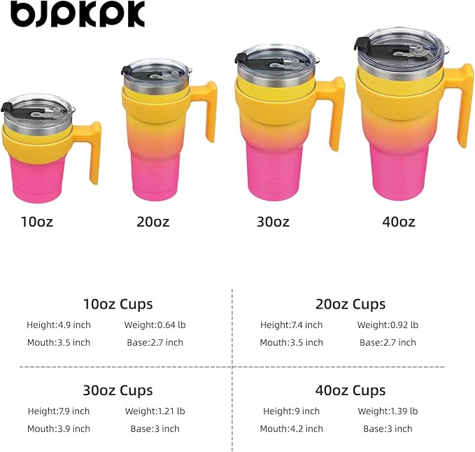 BJPKPK Tumbler With Handle And Straw Lid 30 oz Stainless Steel Insulated Coffee Tumbler Cups For Home, Office or Car,Pink Yellow Rose