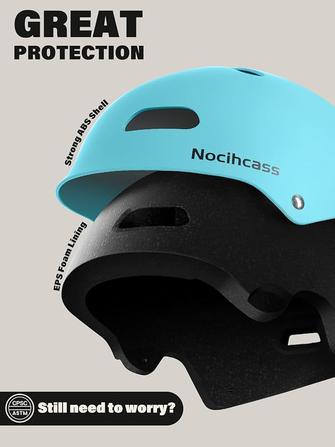 Skateboard Bike Helmet,Multi-Sport with Premium Safety & Ventilation,Shock-Absorbing,Adjustable for Cycling Scooter Commuter Skate Protection for Youth Adult