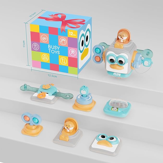 Montessori Toys for 1 Year Old,Sensory Toys for Toddlers 1-3,Baby Travel Activities Busy Board Cube,Fine Motor Skills Educational Toys,Birthday Gift for Kids Aged 6, 9, 10, 12, 18 Months