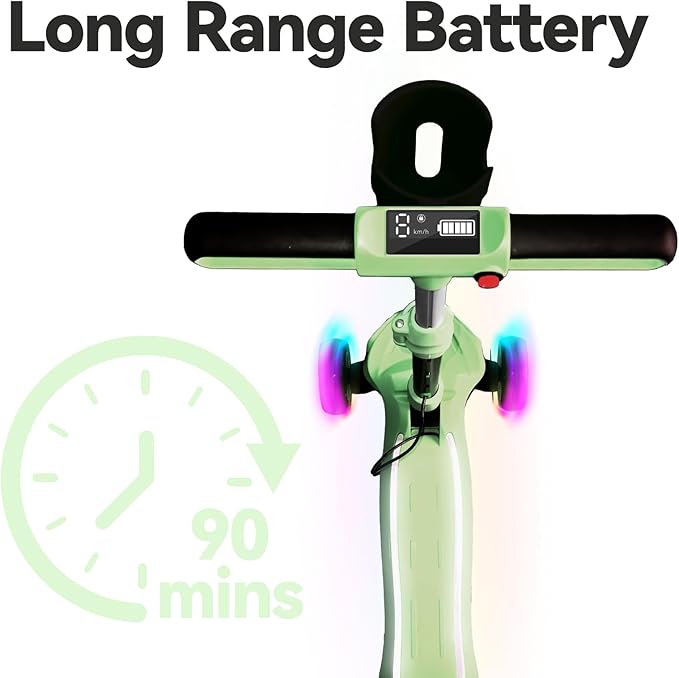 3 Wheel Electric Scooter for Kids Ages 3-10, w/Storage Basket, LCD Screen, Full Body Lights Up, Wide Deck, 5Mph Safe Speed, 90min Riding, Balance Foldable Kick Scooter for Boys & Girls