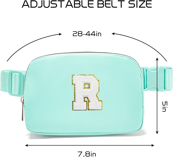 Gitus Birthday Gifts for 8 9 10 11 12 13 Year Old Girls Personalized Fanny Pack Crossbody Bags with Initial Letter Patch Belt Bag for Teen Girls Cute Trendy Stuff Travel Essentials (Mint Green-R)