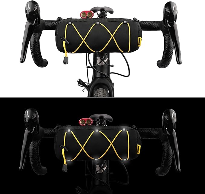 Rhinowalk Bike Handlebar Bag, Bicycle Front Bag Frame Storage Roll Bag Mountain Road Bikes Commuter Shoulder Bag Professional Cycling Accessories