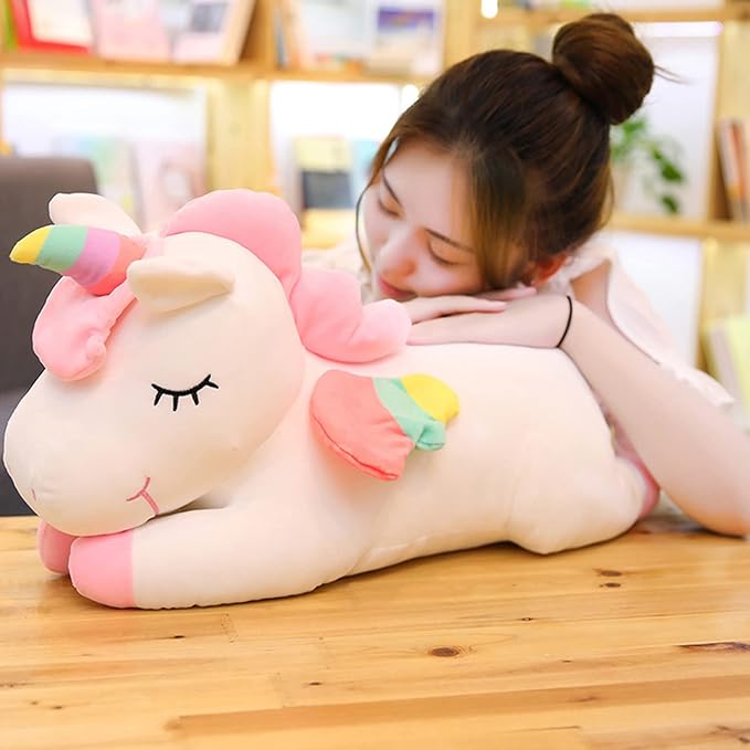Unicorn Stuffed Animal, Soft Unicorn Plush Hugging Pillow Toy Gifts for Kids (White, 19.6 in)