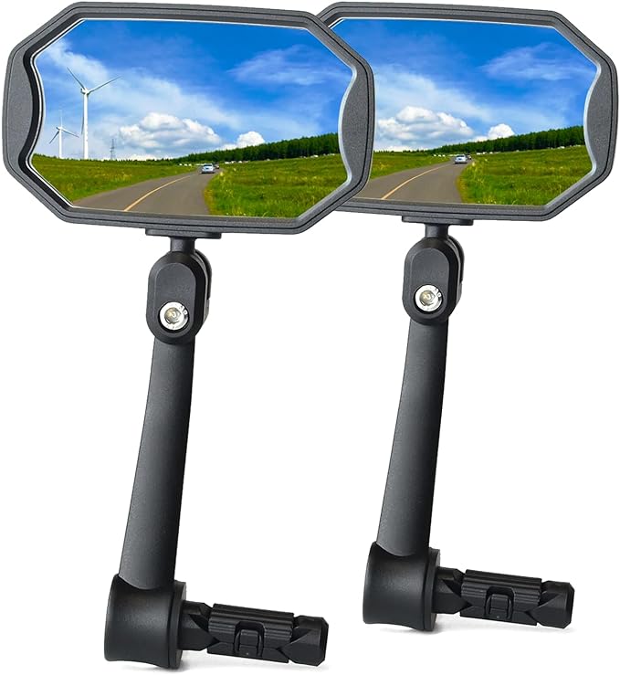 Bar End Bike Mirrors, High–Definition Convex Glass Lens for E-Bike Handlebars, Scratch Resistant, Safe Rearview 1 Pair Bicycle Mirror(Right And Left Side)