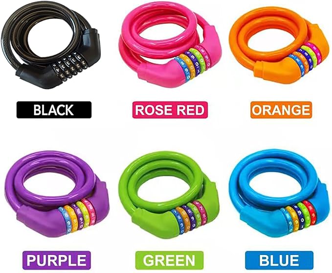 Bike Lock Cable, 4 Feet Resettable Cable Lock, Self Coiling 5 Digit Combination Bike Lock, Pefect for Locking Motocylce E Bike Scooter Skatebord (Black)