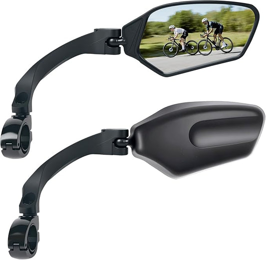 Adjustable Handlebar Bike Mirror, Shatterproof HD Glass Lens, Universal Fit Rearview Bicycle Mirrors, 360° Rotatable, Compatible with Mountain Bikes, E-bikes, Road Bikes(1 Pair)