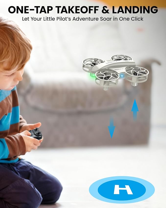 SIMREX Mini Drone for Kids & Beginners, RC Quadcopter with Altitude Hold, 3 Speed Modes, One Key Takeoff/Landing, Headless Mode, Cool LED Lights, Stunt Flip, Ideal Christmas Birthday Gift Toy(Gray)