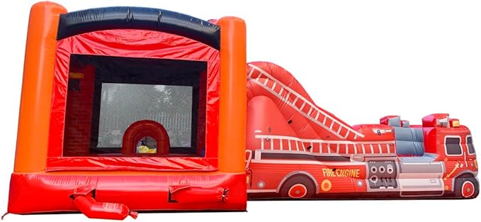 TentandTable Inflatable Bounce House Water Slide for Kids 5-12 Large, Commercial Grade Mega Bouncy Castle for Adults, Jump House, Includes Electric Air Blower, 32' L x 16' W x 15' H, Fire Truck