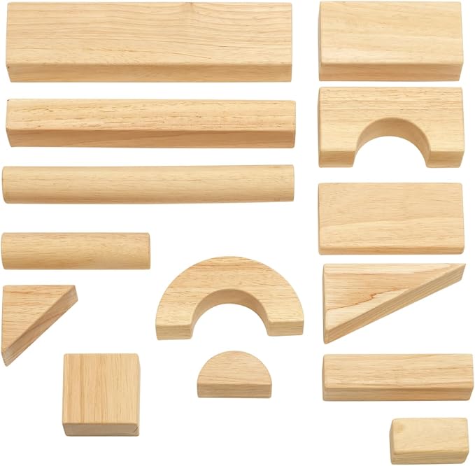 Excellerations Rubberwood Floor Unit Building Blocks - Starter Set of 58