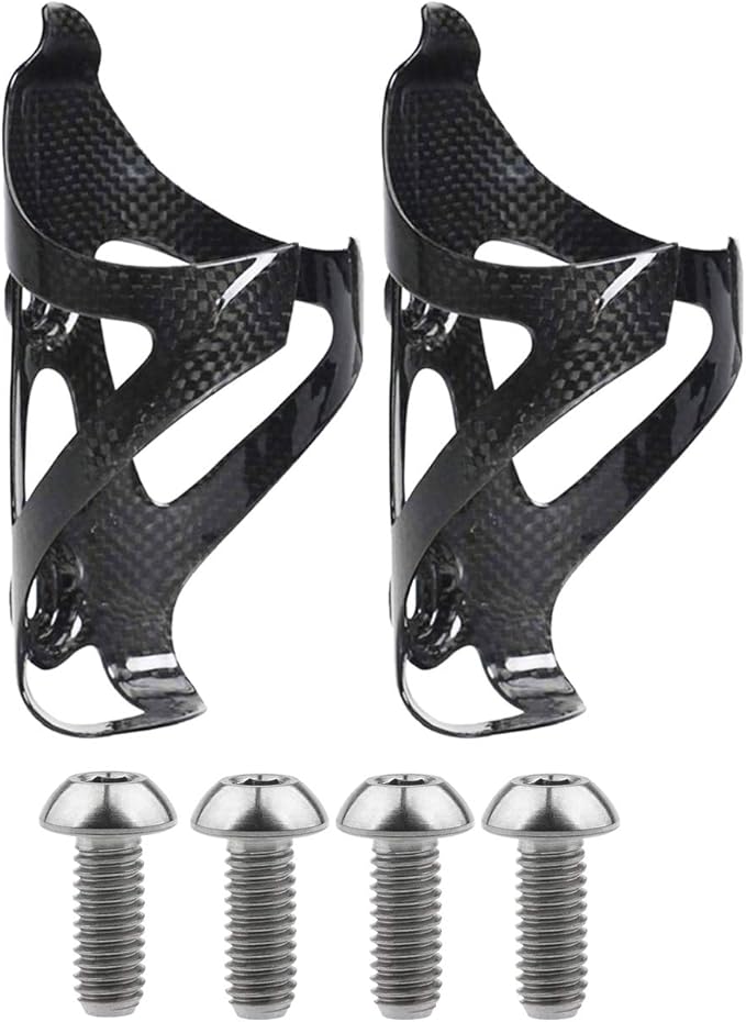 Full Carbon Fiber Bicycle Water Bottle Cages Holder Brackets with Titanium Bolts Pack of 2