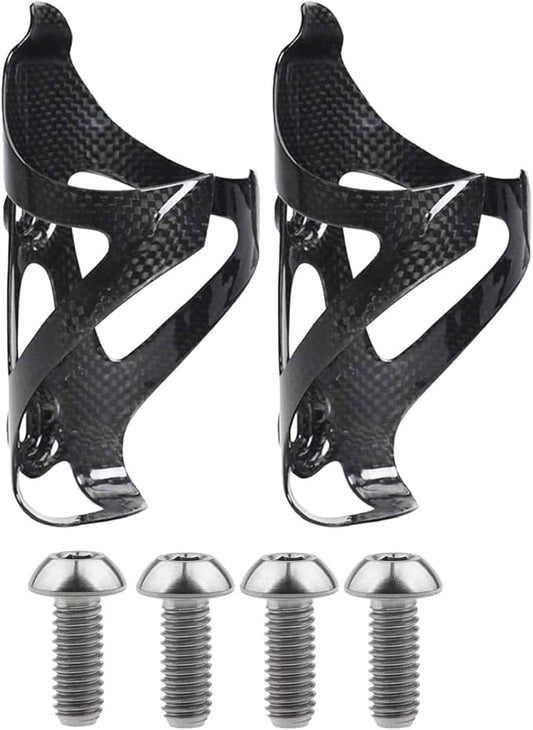 Full Carbon Fiber Bicycle Water Bottle Cages Holder Brackets with Titanium Bolts Pack of 2