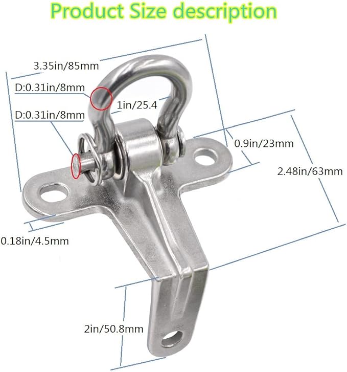 2-Pack Stainless Steel Swing Hangers, Anti-Rust Heavy Duty Hanger, Slient Bearing 180° Rotary Swing, 1500LB Wooden Concrete Playground Yoga Hammock Chair, Sandbag Porch Swing Frame