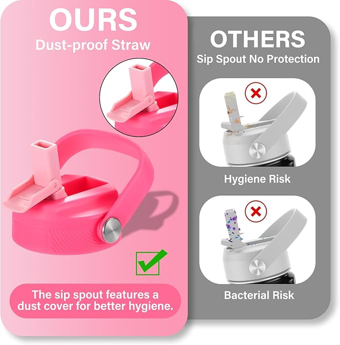 Mininoo Insulated Stainless Steel Kids Water Bottle for School with Straw Lid & Strap, 50 Stickers, 18 oz(Sweat Peach)